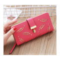 Leather famale's wallet long printing wallet multi-function zipper wallet
